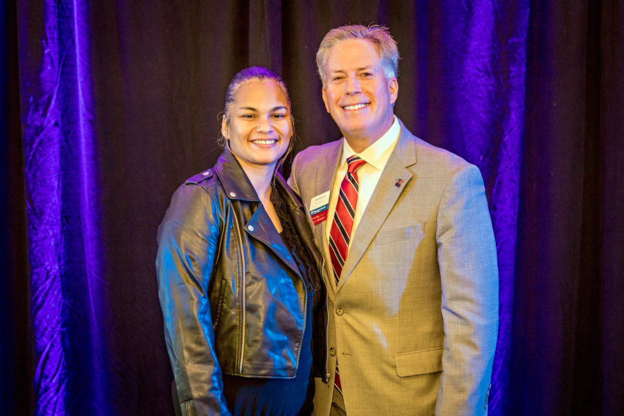 Featured speaker Tanya (pictured left) with Volunteers of America Ohio & Indiana CEO John R. von Arx III.